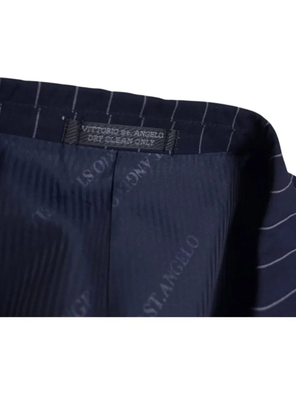 VITTORIO ST ANGELO Pinstripe Luxury Designer 3-Piece Blue Business Suit Mens 44R